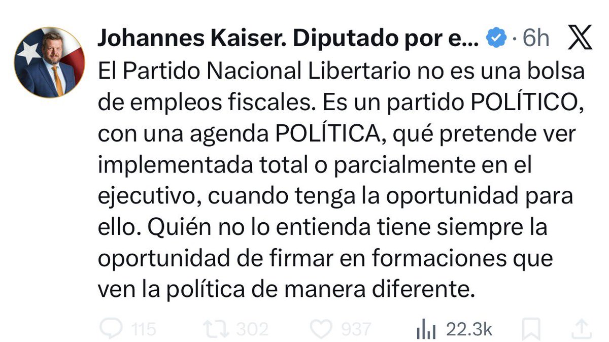 Pucha en el concejo tiene a su esposa y hermana, a su mejor amigo en la vice presidencia y a su amigo de juventud como secretario general, los cargos directivos de los partidos tienen sueldos asociados por aportes basales, pucha lamentablemente la inmadurez que ha demostrado 🤷🏻‍♂️.