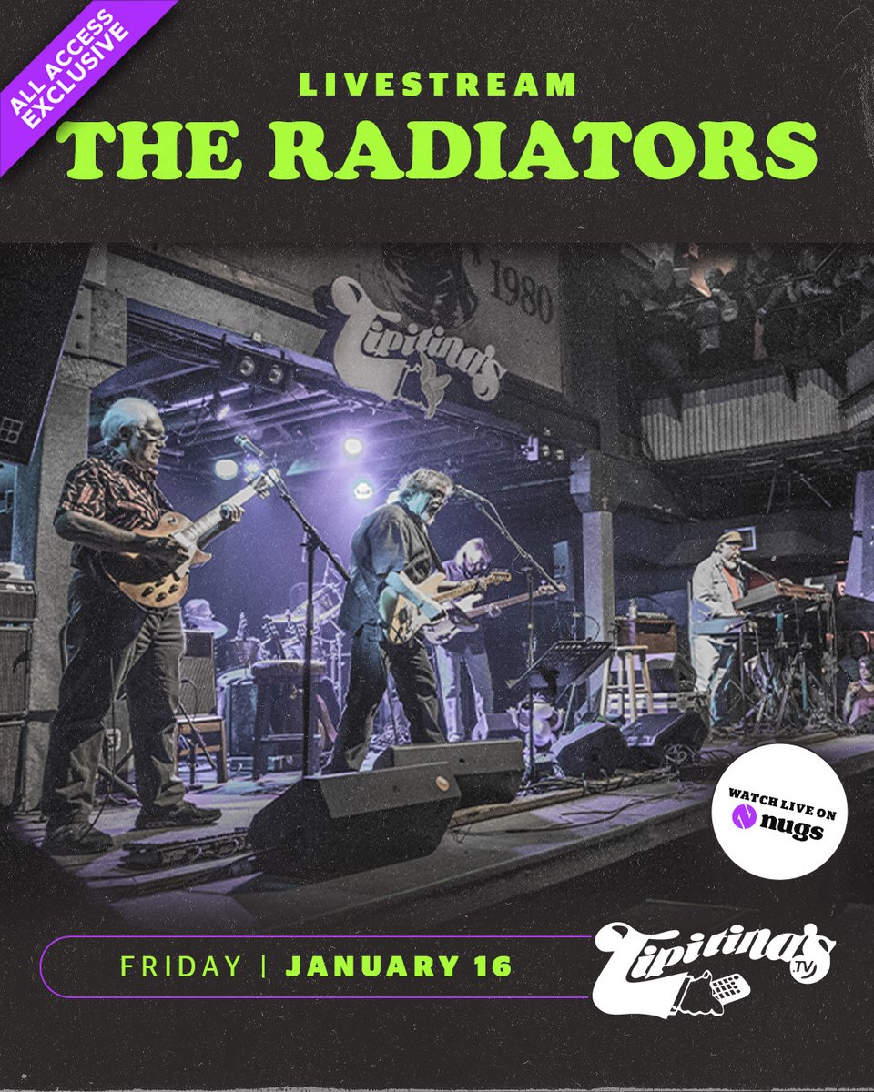 nugsnet's tweet image. Having a blast with the Fishheads down in New Orleans for the sold-out 2026 Radiators Reunion at @Tipitinas! If you couldn't get a ticket, watch tonight and tomorrow live in the nugs app with an All Access subscription, and check out last night's opening show on replay for a…