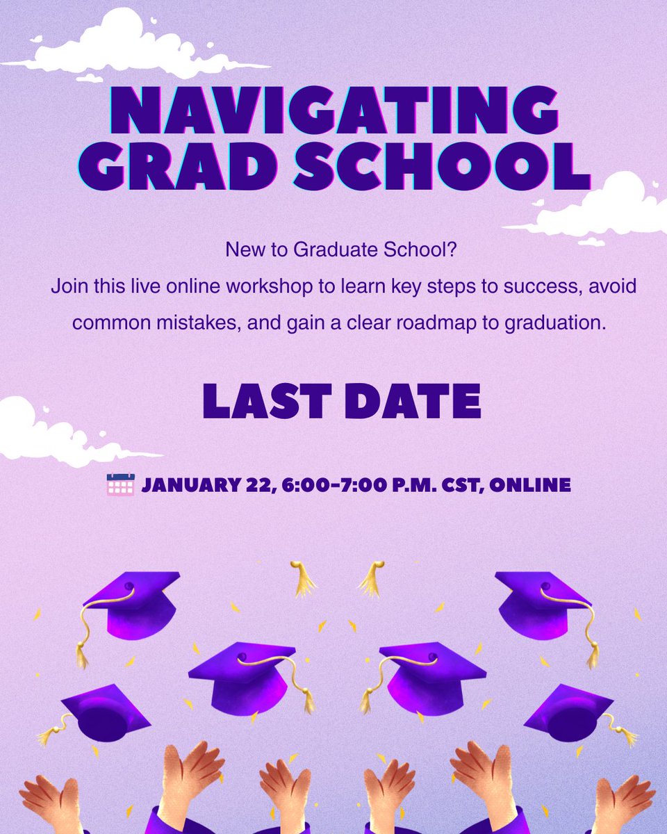 UTAGradSchool's tweet image. 🎓 Navigating Grad School
✨ Last call! Get essential tips, avoid common pitfalls, and lock in a clear path to graduation.
🗓️ Jan 22 | Online
👉 Register now
tinyurl.com/yc8nhn5c
#GradLife #GradSuccess #UTA