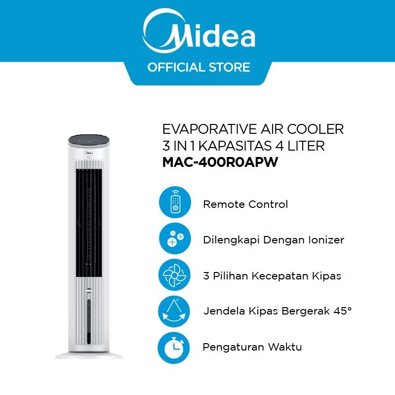 RoehanF's tweet photo. Cek Midea Tower Kipas Angin Fan Air Cooler Hitam MAC-400R0BPH/MAC-400R0-APW Garansi Resmi + Remote Control , Ionizer, Humidifier dan Timer dengan harga Rp1.000.000. Dapatkan di Shopee sekarang! https://t.co/IU0Z9GPOdI https://t.co/KxWGEdYKEa
