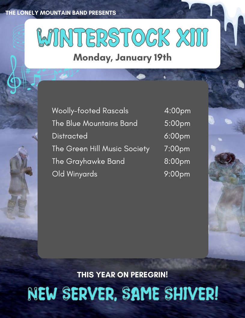 lotro's tweet photo. The player-run Winterstock concert event is underway on Peregrin through Monday! #LOTRO https://t.co/j0F1KWQNxd