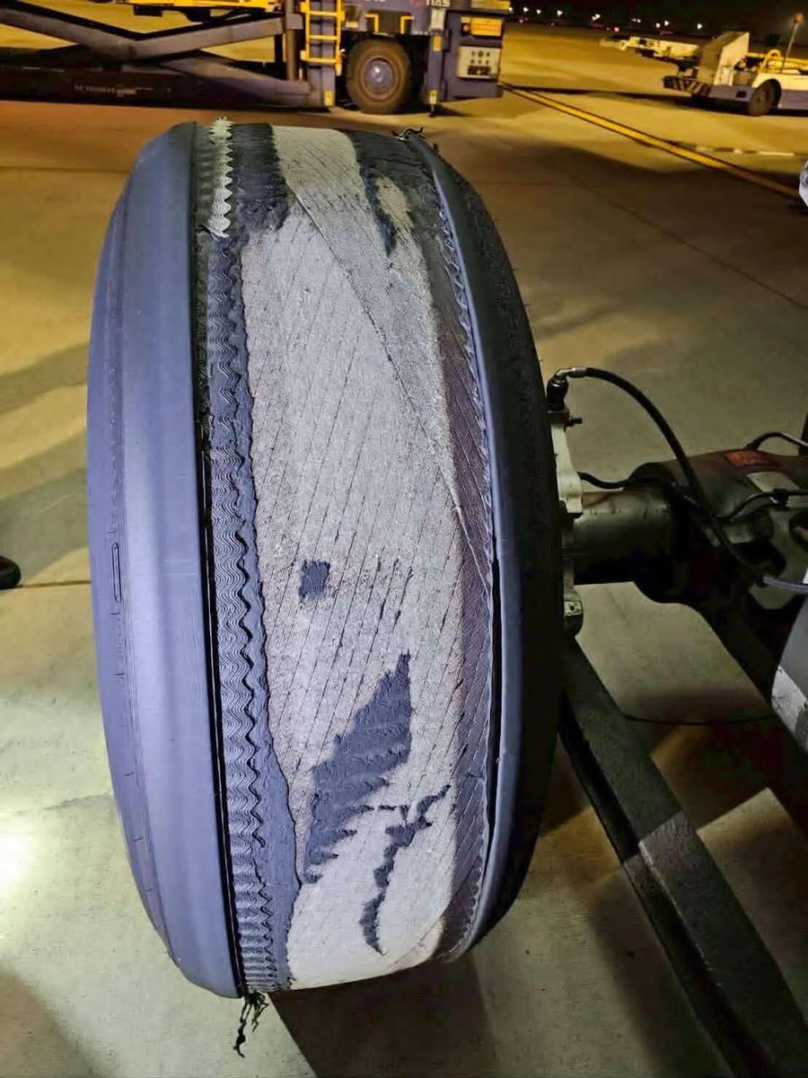 Fahadnaimb's tweet image. A350 wing shredded by tire debris... brake seizure, low quality tire, FOD, rejected takeoff , or tire burst results into this scenario✈️💥

Pics show exploded rubber ripping flaps/spoilers, damaging wings/fuselage.

Great stopping power, but collateral too common.