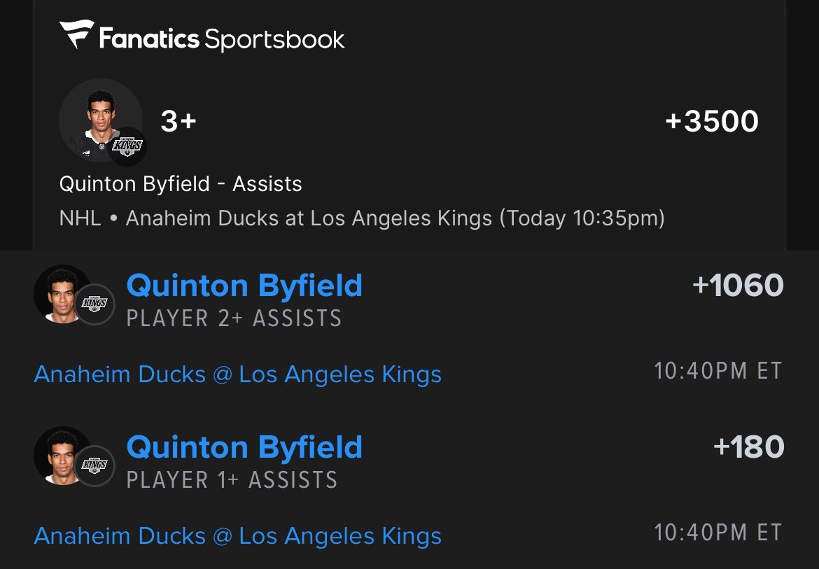 Byfield 🍎 🪜 

1 &amp; 2 on Fanduel, 3 on Fanatics

Play each to win 1 unit

Run up the follows for the $200 giveaway!

Let’s cash! 💰 

🔗 betfinder.gdcgroup.io/?utm_referrer=…