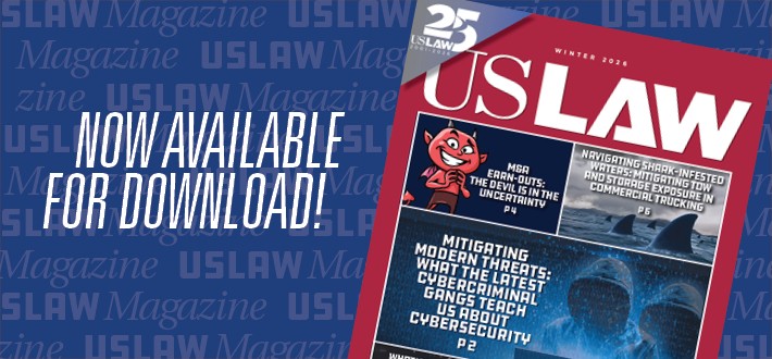 USLAWNETWORK's tweet image. Our Winter 2026 issue of USLAW Magazine is now out and available to download. This issue features articles exploring cybersecurity, M&amp;amp;A earn-outs, commercial trucking, the evolving power and impact of AI, and more!

Read and download here: issuu.com/uslawnetwork/d…
#USLAW25