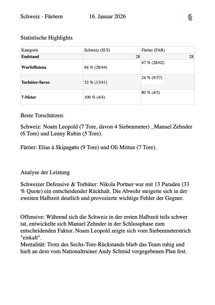 EUHandball's tweet photo. Schweiz und den Färöern bei der EHF
EURO 2026 am 16. Januar 2026 endete mit einem 28:28-Unentschieden. https://t.co/94aegg6Cf2