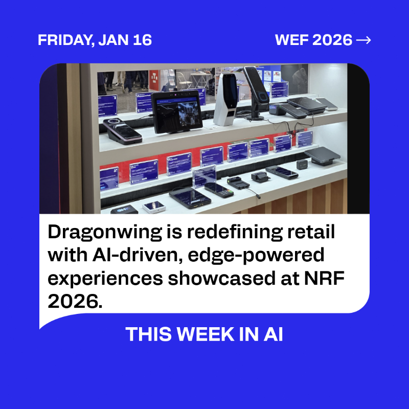 Qualcomm's tweet photo. This Week in #AI:  

Qualcomm #Dragonwing powers transformation of retail at #NRF2026, @cristianoamon talks future of AI with @TIME, and new On-Device Bounty Program with @nexa_ai.