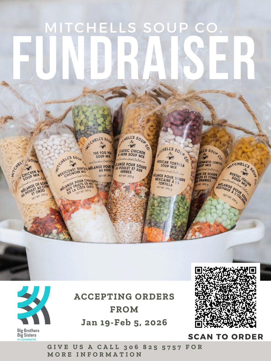 Starting Jan 19 - Feb 5 we are selling soup.
Give us a call at the office to order or check out all the information here:
raise.mitchellssoupco.com/bigbrothersbig…