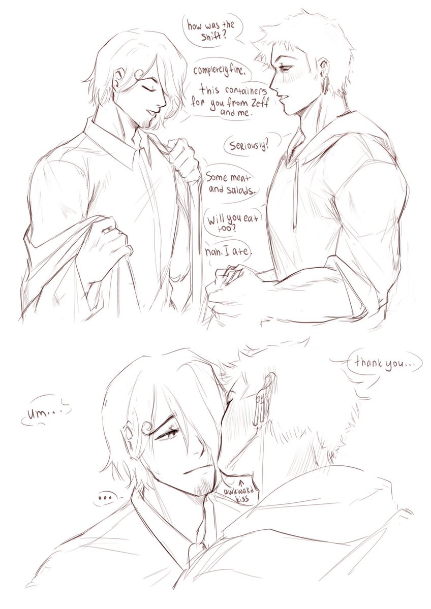 enthaluna's tweet image. modern au comic 
#zosan