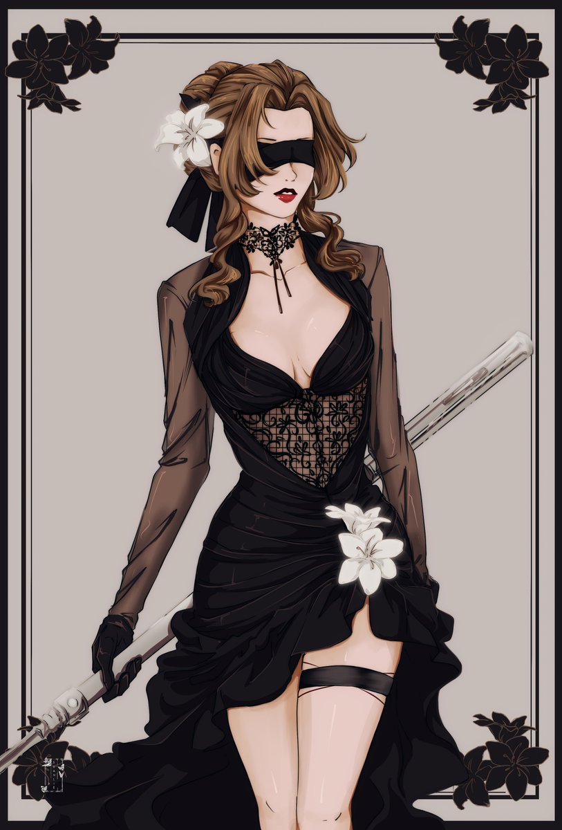 Shanlieart's tweet image. Aerith if she was in Nier Automata