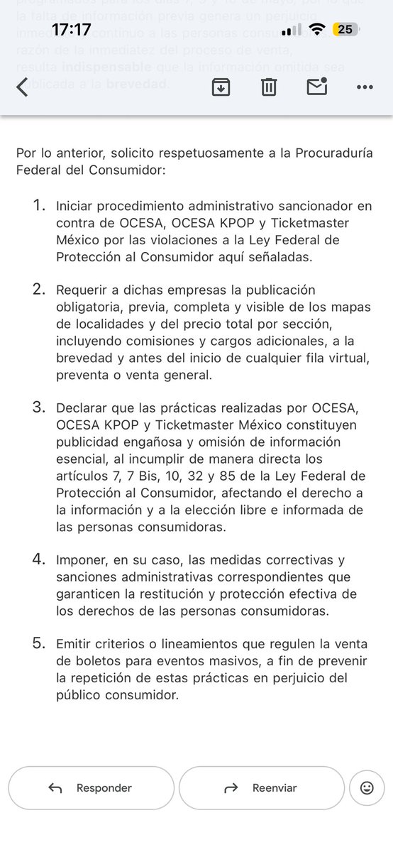 diianaviieyra's tweet photo. Estas fueron mis peticiones con respecto a la denuncia por la falta de claridad y transparencia en la venta de boletos para el concierto de BTS.
Esperemos que @Profeco ya esté poniendo manos a la obra. 
#OcesaArmyQuierePreciosyMapa #OcesaAnunciaPreciosBTS #ARMYQuiereClaridad https://t.co/ZDxWtYbkBd