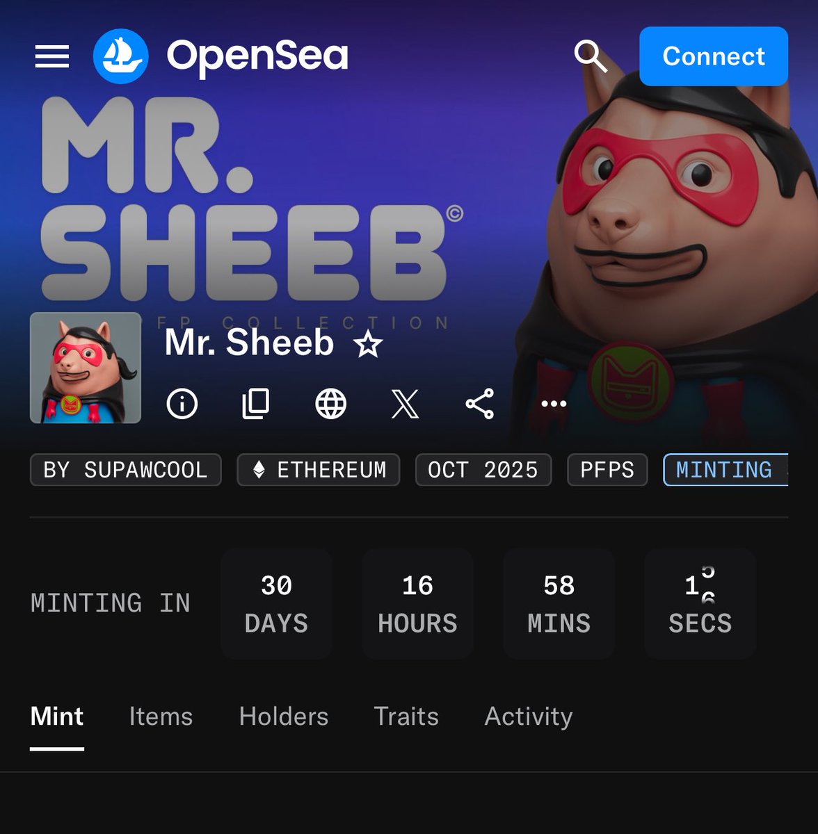 supawcool's tweet image. 🚨 30-day countdown starts now! 🚨

Mark your calendar 🗓️

Mint Mr. Sheeb for FREE — 0 ETH 💎🐶

🌊 Exclusively on @OpenSea

🔗 opensea.io/collection/mrs…