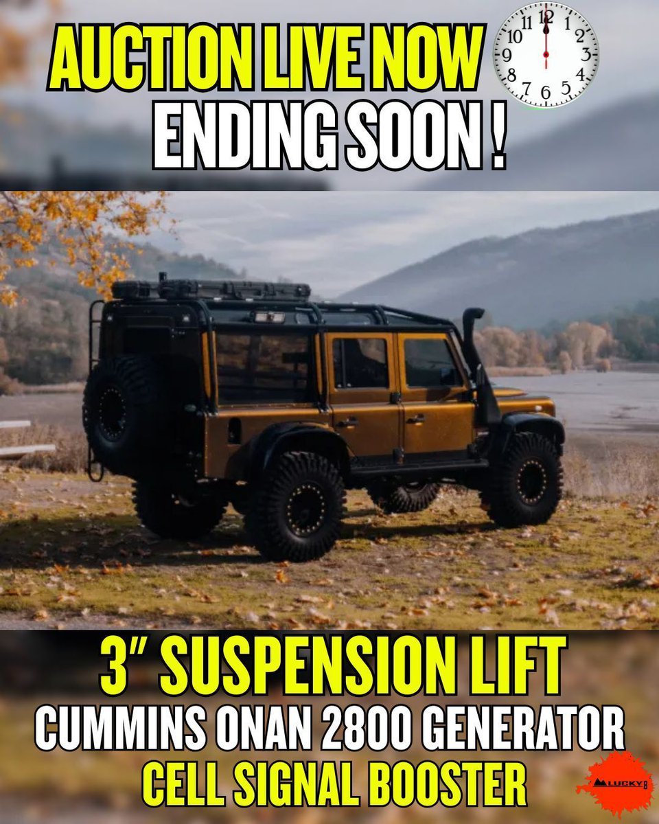Lucky8OffRoad's tweet image. TODAY’S AUCTION FIND 🪩 BaT Lot #226768

1984 Land Rover 110 with a 6.2L V8 + 6L80 six-speed auto, 3" lift w/ Fox shocks, black with brown wrap, external displays &amp;amp; audio, Sparco seats, Apple CarPlay, winch &amp;amp; more. Nearly 500 watchers. 

#AuctionFind #BringATrailer #LandRover110