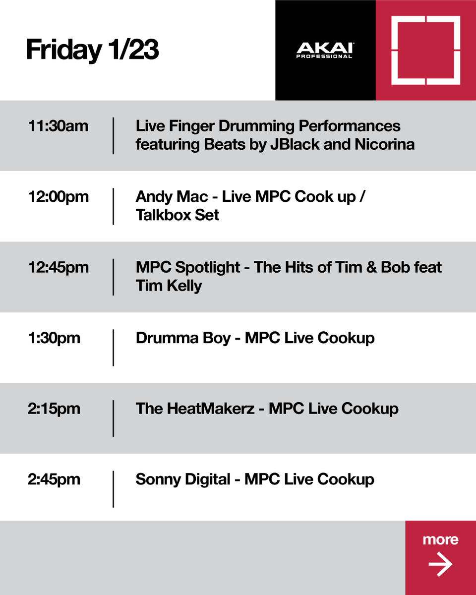 Akai_Pro's tweet image. We’re so excited to bring this incredibly talented lineup of artists to this year’s @NAMMShow.

From live Q&amp;amp;A’s, to MPC Cookups and an exclusive performance by @TeddyRiley1  — it’s all going down in room 204A!

Who are you pulling up for? 🔥

#NAMMShow #NAMM