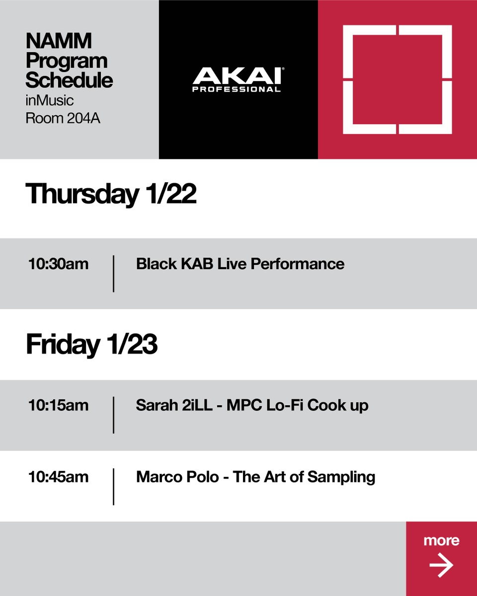 Akai_Pro's tweet image. We’re so excited to bring this incredibly talented lineup of artists to this year’s @NAMMShow.

From live Q&amp;amp;A’s, to MPC Cookups and an exclusive performance by @TeddyRiley1  — it’s all going down in room 204A!

Who are you pulling up for? 🔥

#NAMMShow #NAMM