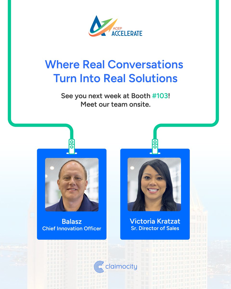 claimocity's tweet photo. Join us at ACEP Accelerate ’26 and stop by Booth #103 to meet our team and talk RCM, automated charge capture, and smarter workflows for emergency medicine inpatient providers.

👉 Book a demo today: https://t.co/UYAd8POllQ

#Claimocity #EmergencyMedicine #ACEP https://t.co/tjE7aOMCkX