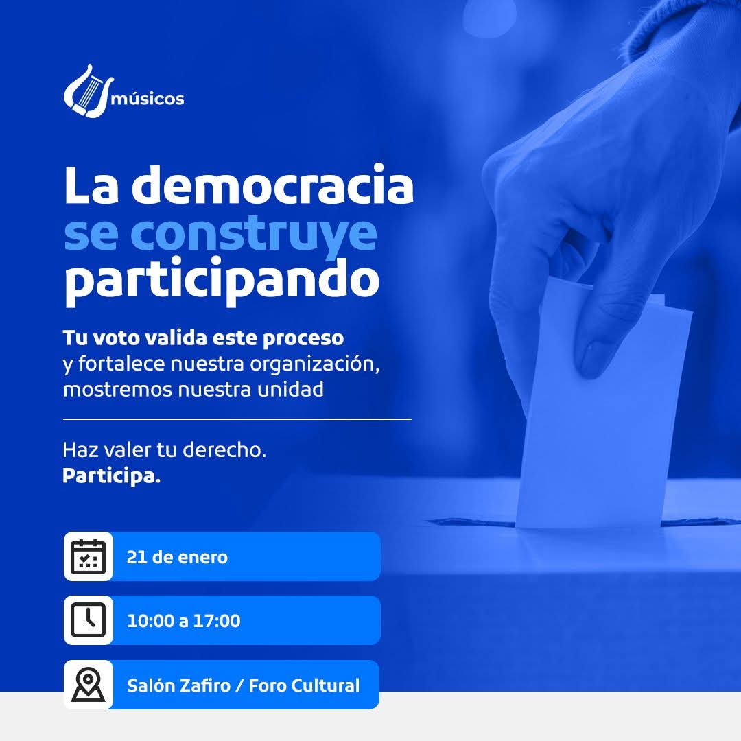 La democracia se fortalece cuando todas y todos participamos.
Tu voto es fundamental para respaldar un proceso legítimo y transparente de nuestra institución. 🗳️✅
Te esperamos para sumar tu voz y seguir construyendo juntos. 🙌🎶