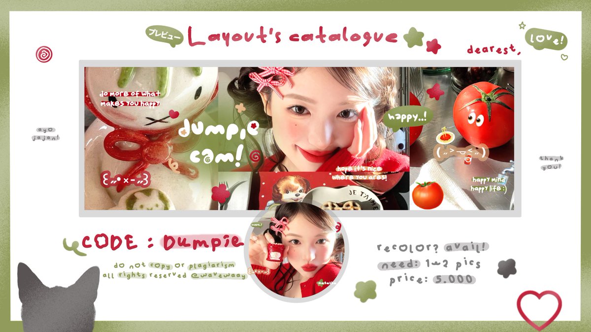 hanfornoah's tweet image. Tolong bantu repostnya, makaci! 🤍

Hi, weekend ini aku kembali optip 4 layout dengan harga spesial [ 5.OOO / each ] 🥰🫶🏻 detail lengkapnya bisa kalian cek di ALT ya! Langsung reply nick dan nama katalog di lapak yang aku sediakan 💟

#zonauang #zonaba titipan