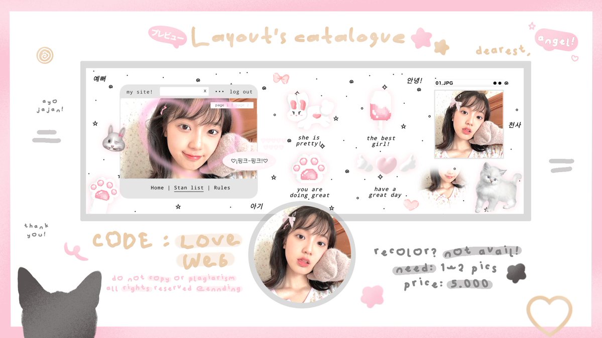 hanfornoah's tweet image. Tolong bantu repostnya, makaci! 🤍

Hi, weekend ini aku kembali optip 4 layout dengan harga spesial [ 5.OOO / each ] 🥰🫶🏻 detail lengkapnya bisa kalian cek di ALT ya! Langsung reply nick dan nama katalog di lapak yang aku sediakan 💟

#zonauang #zonaba titipan