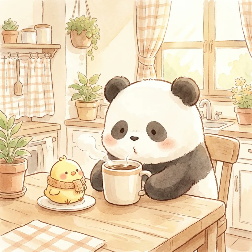 『ふーふー☕』
  #パンダ #panda #AIart #コーヒー #週末 #おうちカフェ