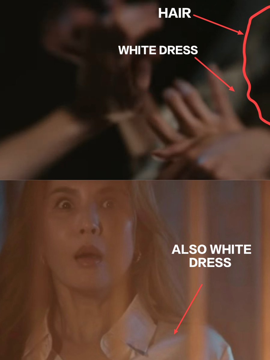 Forceeebookkkk's tweet image. The pic is blurry but if I look carefully I can see long hair like woman &amp;amp; the dress color somewhat looks like white dress(pic 2). We can see her pushing someone down . Is the other person PLENG? If yes why she's doing it 

FORCEBOOK MOS EP6
#MelodyOfSecretsEP6