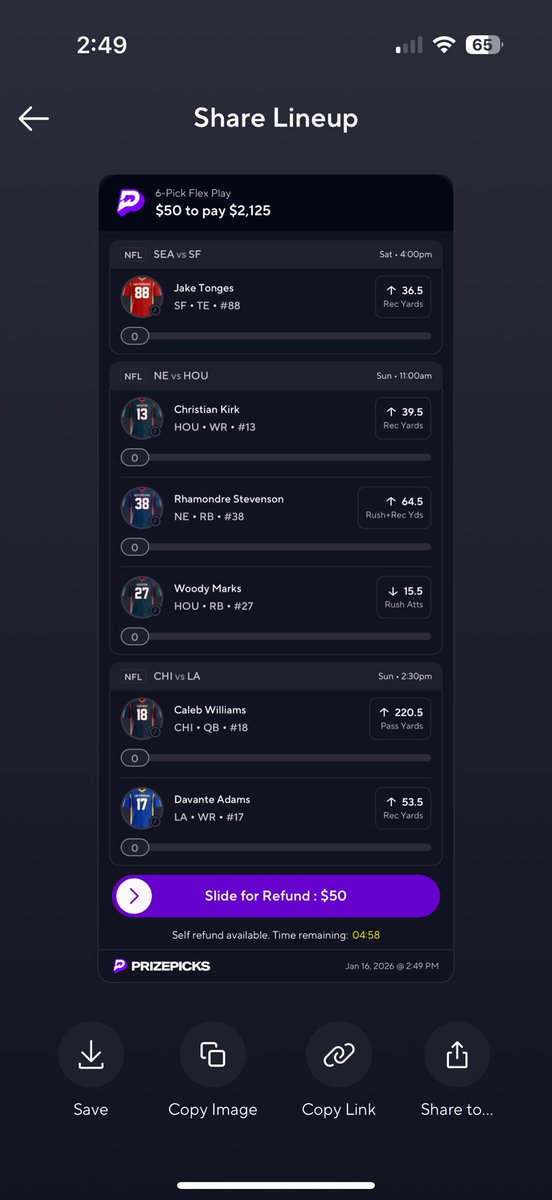 JaeLocks's tweet image. NFL PRIZE PICKS 70% BOOSTED PLAY☢️
Let’s continue to sweep out these playoffs!
If this play cashes I will send someone $500 who likes 👍🏻 and reposts🔄
#nfl #PrizePicks #lock #potd