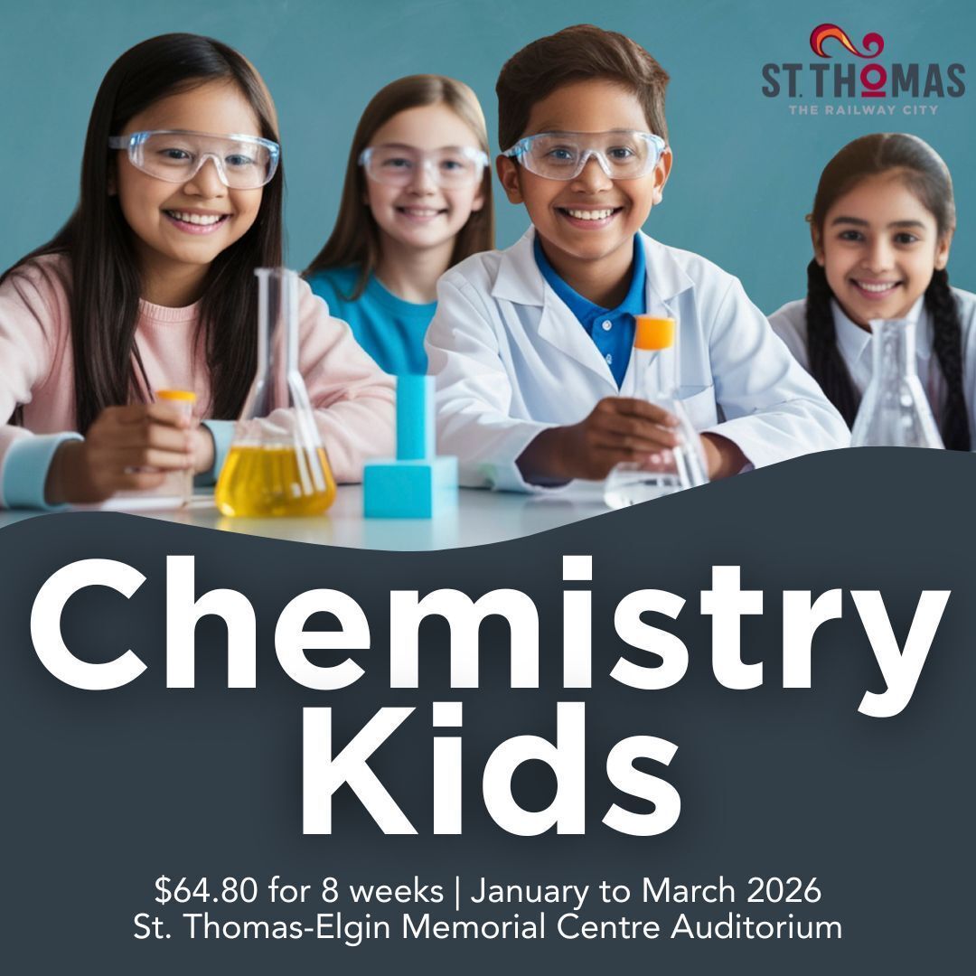 Calling all young scientists! 🧪 

Our Chemistry Kids Program is back this winter, and there’s still room to join the fun!

Participants complete 1–2 experiments each week. All materials provided! 

Register today: app.univerusrec.com/stthomaspub/in…

#TheRailwayCity #StThomasON