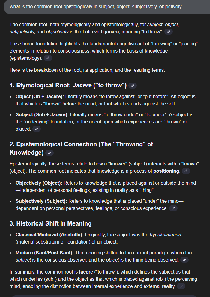 IgnacioCann's tweet photo. @MonkeyInMachine Strange
little disturbing.
Why would this question be exemplified by G AI overview referring to Japanese escapes my my understanding of animes, JP culture. or Cowboy bebop completely.
Wrong 1st promt, ok.
Latin verb Jacere may be the answer, not without tergiversation. https://t.co/vsgvK838fG