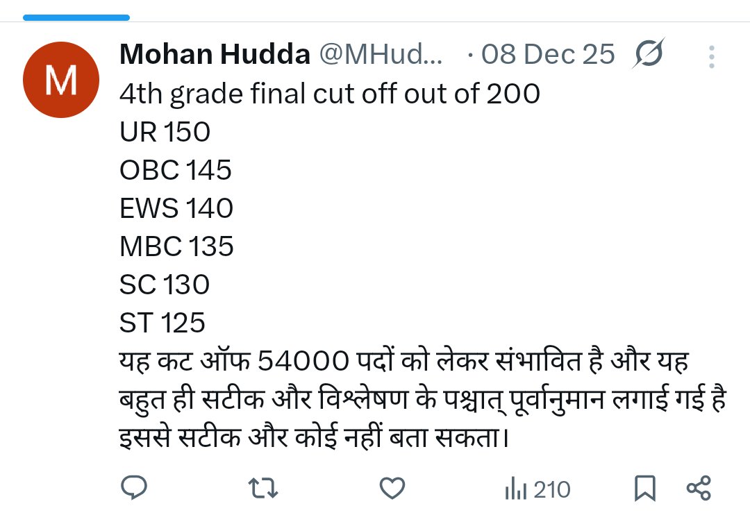 MHudda67158's tweet photo. @JATbera1 मेरी कट ऑफ की कॉपी पेस्ट 😂😂 https://t.co/PUocOUuMe1