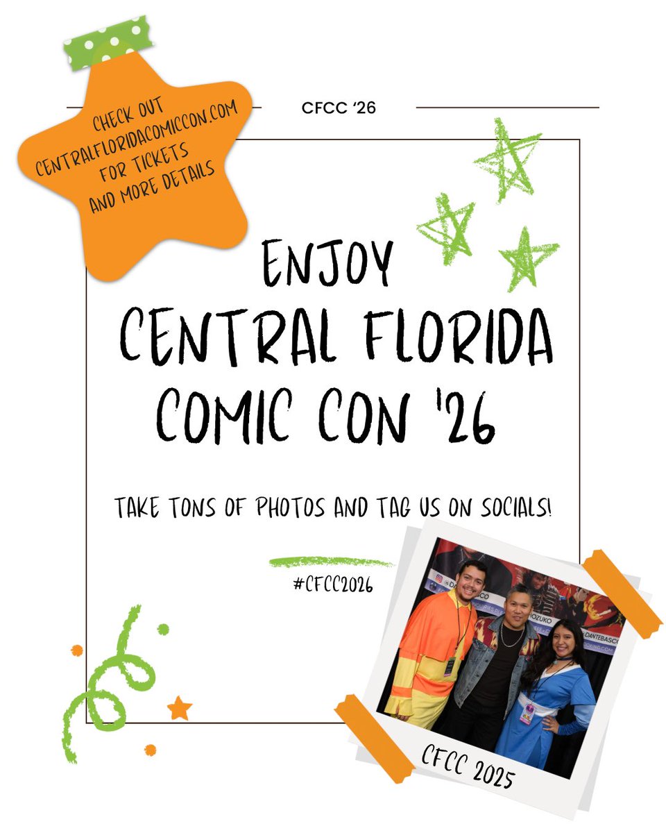 CentralFlaCon's tweet photo. Have anymore questions? Email us at info@centralfloridacomiccon.com for any other answers.

Ticket troubles? Log into TIXR to get assistance or visit our registration team for assistance.

SATURDAY
SHOW HOURS: 10AM-6PM
REGISTRATION HOURS: 9AM-7PM

**VIPs get in 15 min early** https://t.co/Q5n04II33f