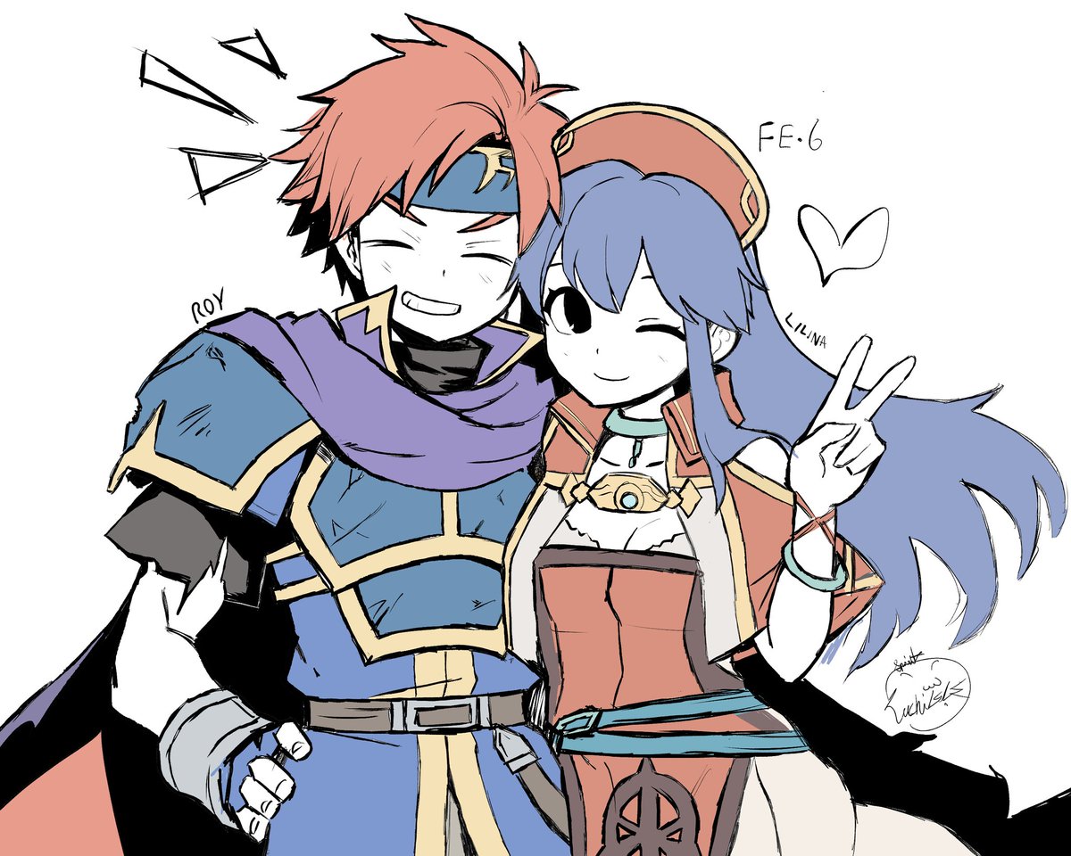 Lunchiblz's tweet image. Roy and Lilina, FE6 doodl