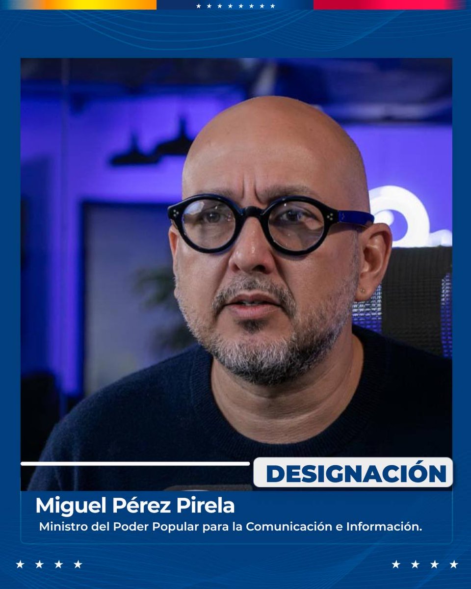 En el Ministerio del Poder Popular para la Comunicación e Información estará el filósofo, escritor y comunicador Miguel Pérez Pirela. Su formación académica, experiencia y convicción seguirán fortaleciendo la batalla comunicacional en defensa de la verdad de Venezuela.