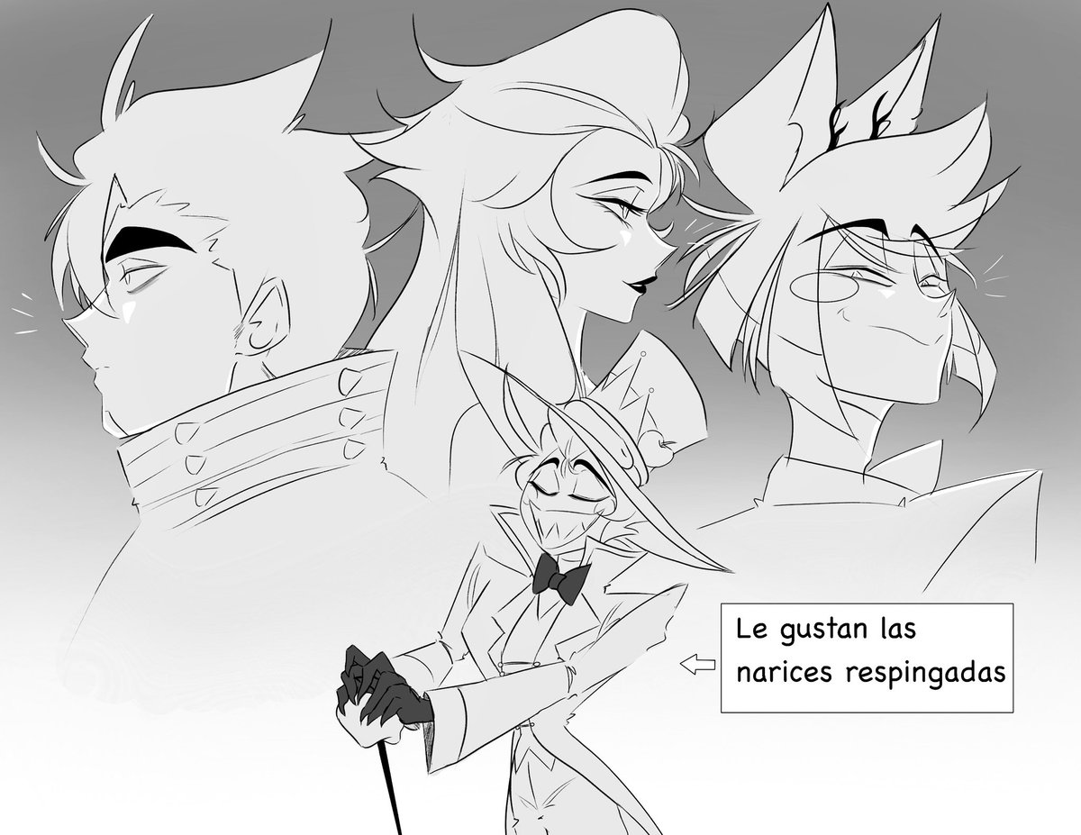 Con quienes mas lo shippean tienen en comun narices muy hegemonías 
Yo prefiero las narices como la de Vox  y Pentius  

Pero siempre se aprecia una nariz perfecta para deslizar un hot wheels
#HazbinHotelLucifer