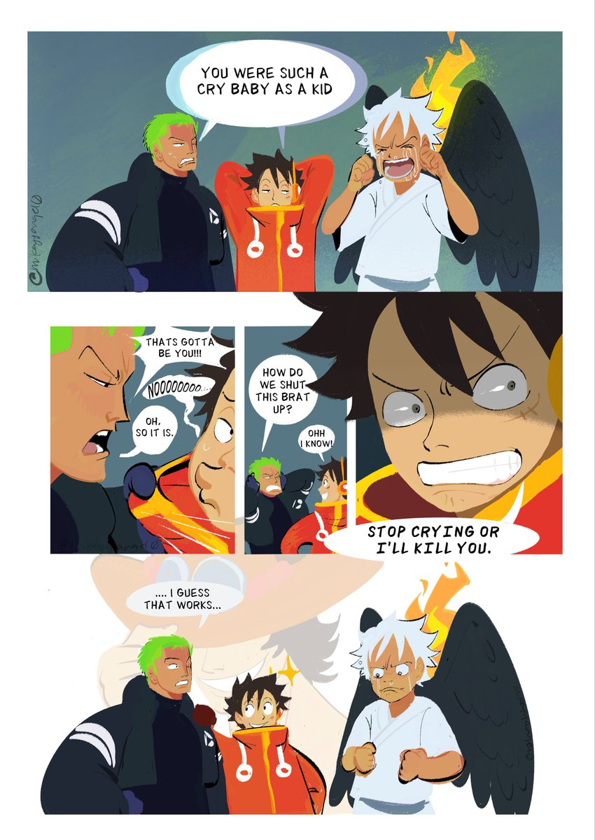 The truth is both of them used to be cry babies, but only one can lie about it. [ luzo | ルゾ ]