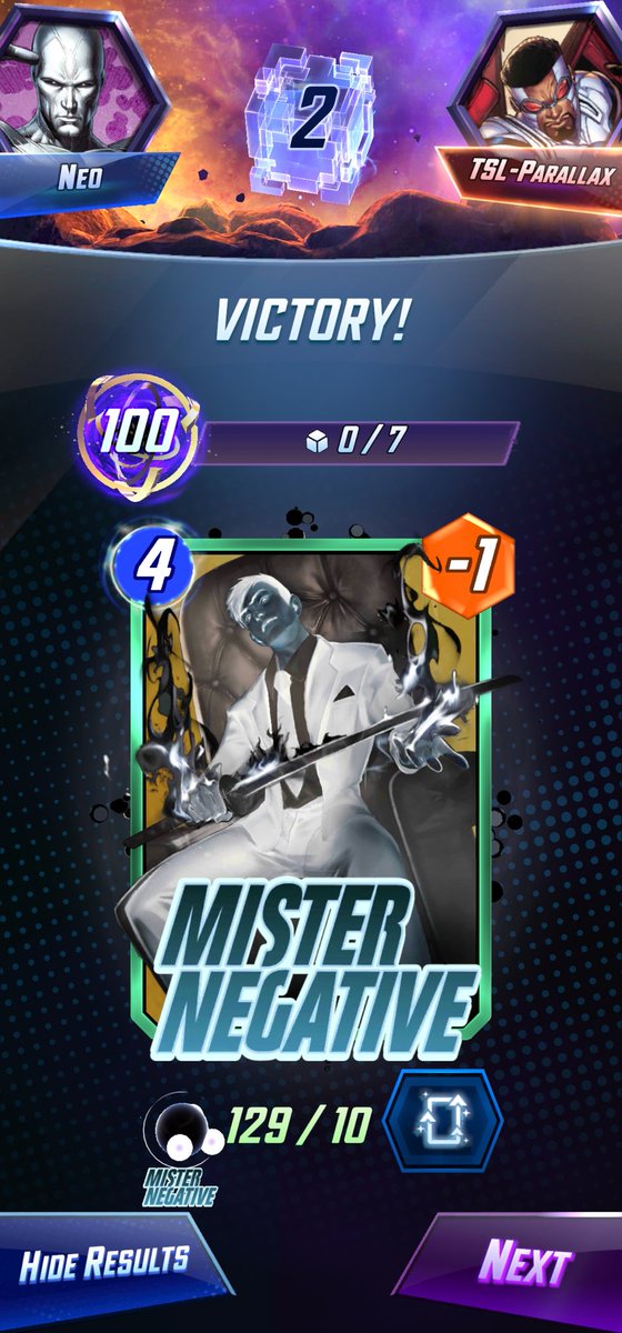 mralexuz's tweet image. After 2 last months without getting it, finally Hit Infinite ♾️ Big Thanks to the goat of Negative Decks @bullseye_qwerty, this archetype is insanely poweful #marvelsnap #infinite #negative