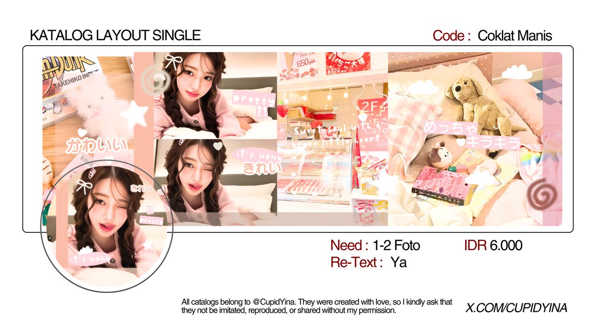 CupidYina's tweet image. help repost, tysm .. 🍤🍡
ospek yuk?!

hawooo ... i am yina-!🍰 
aku punya 10 katalog untuk diospek. mohon ospeknya, yya. kira-kira harga nya apa yang cocok yya? cek detail nyaa!🍭

—jika ada kesamaan dengan yang lain atau tidak layak. mohon kabari dengan baik, yya! #zonauang