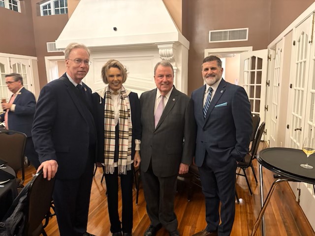 outlandtrophy's tweet image. L-R @Malcolm_Moran of the Sports Capital Journalism Program, Lesley Visser, President and CEO Steve Hatchell of the @NFF and COO Matt Sign of @NFFNetwork at @TheFWAA's Past Presidents Dinner Friday night in Miami. The event was hosted by the NFF and presented by The More Family.