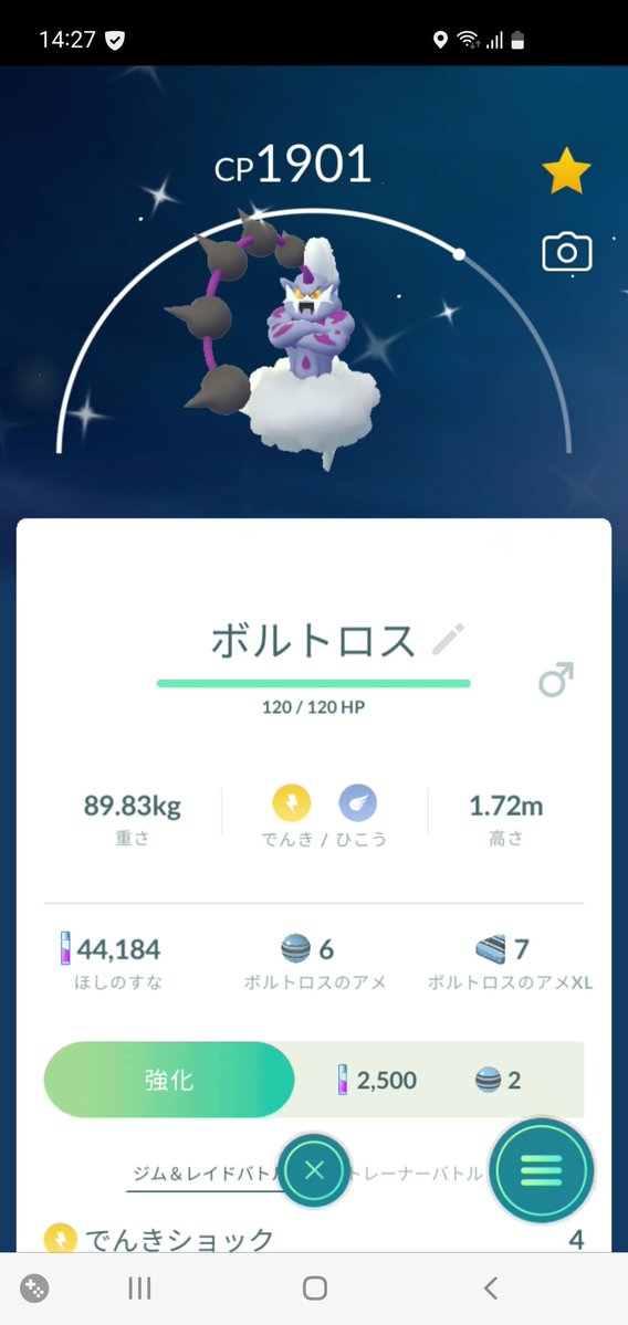 シーシャ屋さんでポケセンGOなう。クレセリアとボルトロスぼ色来たー！そしてシーシャもうめぇ。今日は廻煙さん。