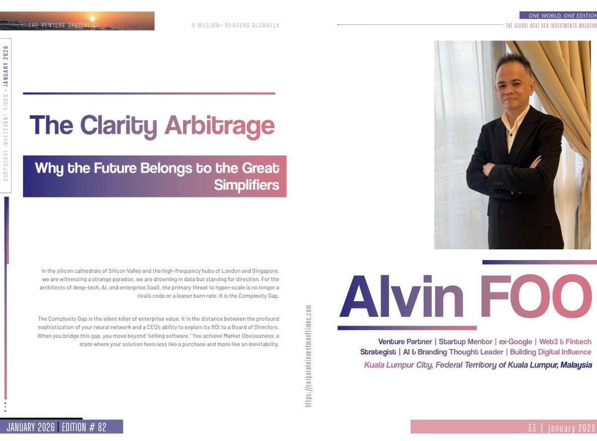 alvinfoo's tweet image. Read my latest article on AI where I was featured with other industry leaders sharing our views on AI, New Energy, Deep Tech, Quantum Technologies, Defense Tech, Institutional Finance, Real-World Adoption (tokenized assets &amp;amp; private markets), and Aerospace. 

Congrats to all the…