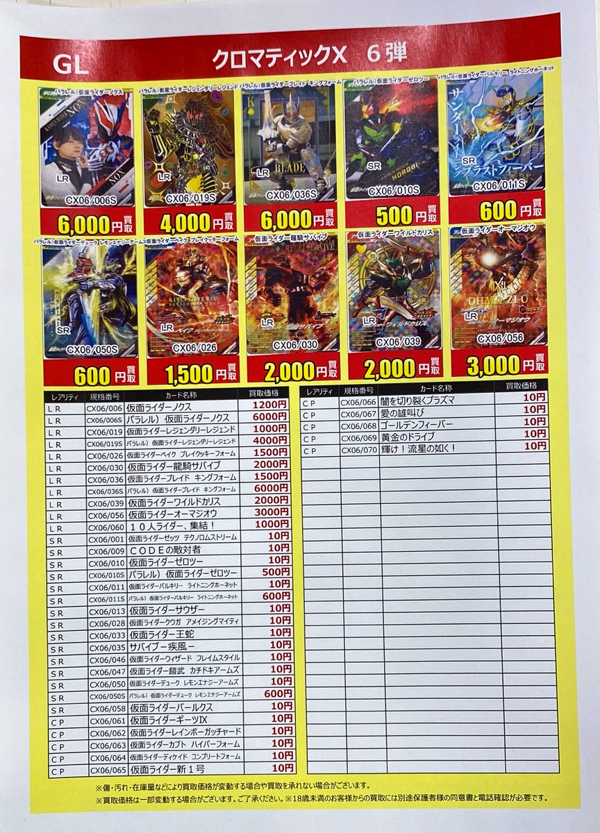 トレカ買取】 #仮面ライダー #ガンバレジェンズ #クロマティックX 第6