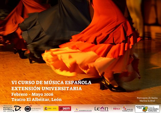 Matrícula abierta para el VI Curso de Música Española (extensión universitaria) que se celebra del 6 de febrero al 8 de mayo en El Albéitar.
Cuatro ponentes de reconocido prestigio junto con cuatro conciertos abiertos al público. 
Más info e inscripciones: extensionuniversitaria.unileon.es/cursos-y-matri…