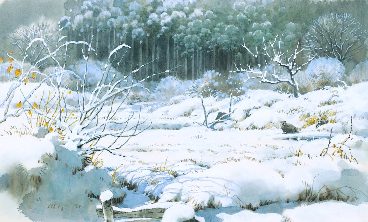 ani_obsessive's tweet image. Concept art by Kazuo Oga for Pom Poko (1994), dir. Isao Takahata, Studio Ghibli