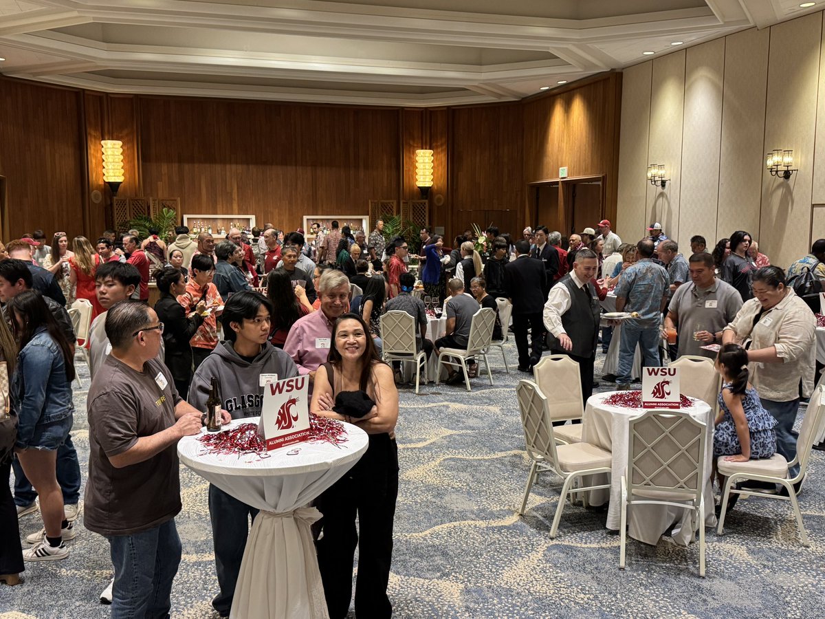 WSUCorpRel's tweet photo. Thanks to @AlaskaAir for its sponsorship of an amazing @WSUAlumAssoc #WSUinHawaii event in Waikiki. Nearly 300 alumni and prospective #FutureCougs and their families gathered to learn about @wsu and share in the #CougarSpirit.
#GoCougs https://t.co/HsoZpQTDtC