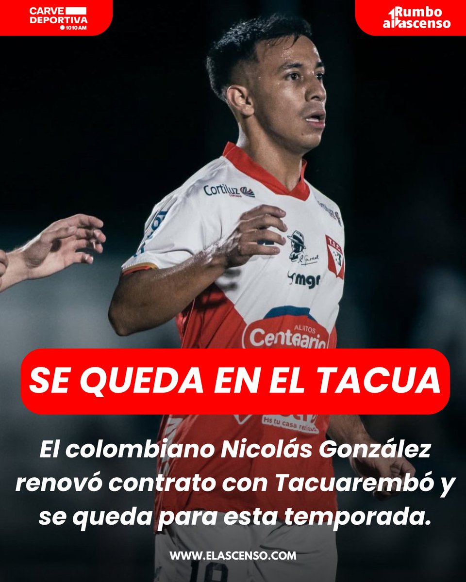✅️ SE QUEDA 🔴⚪️

Nicolás González va a seguir en Tacuarembó y es una alta para Bernardo Giordano. 

El colombiano tuvo otras alternativas y optó por quedarse en el Rojo del Norte.