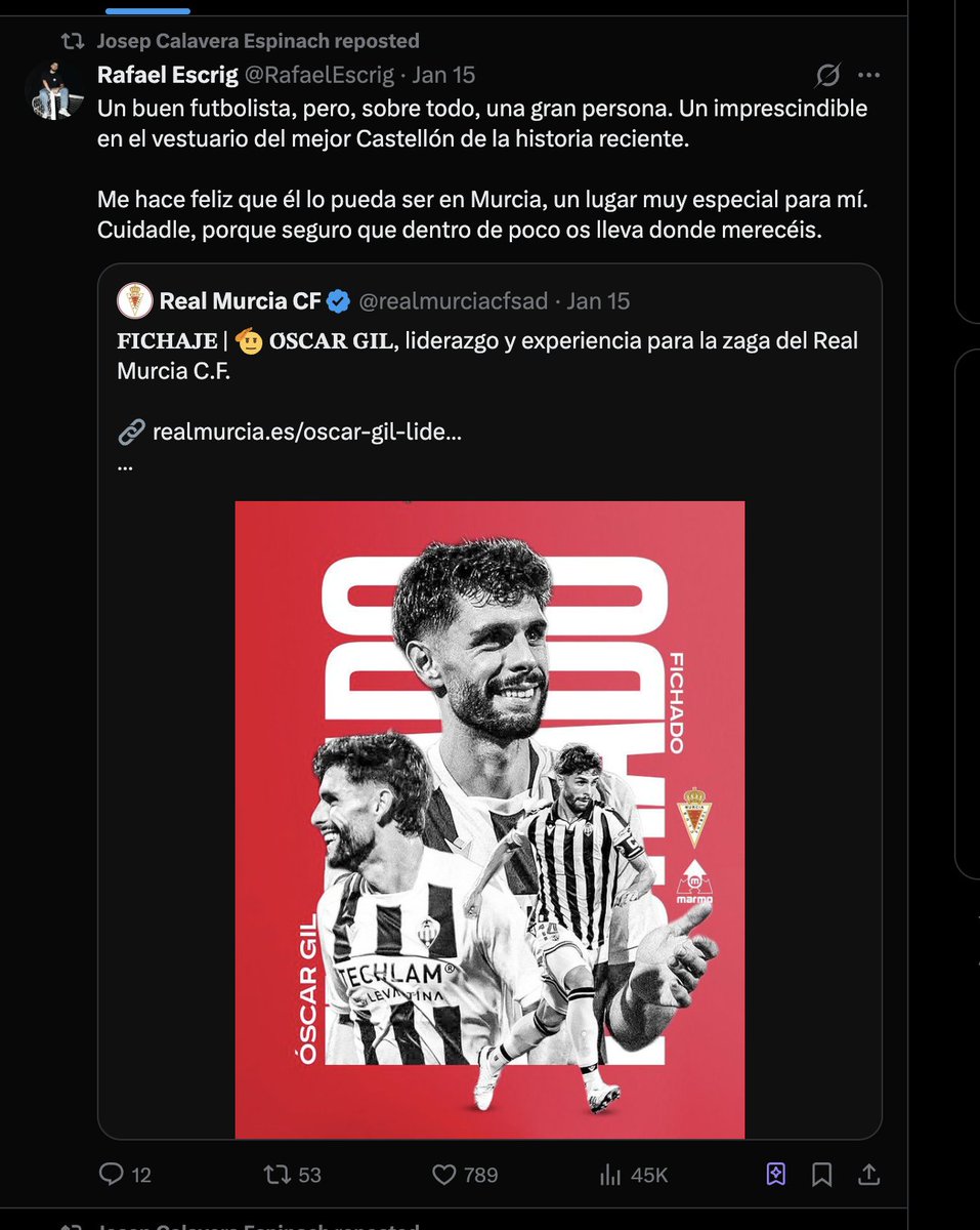 Josep Calavera ha reposteado un tweet donde asumen que va al Murcia. Que maravilla.
