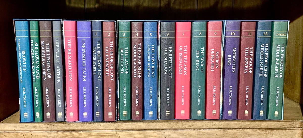 tolkienthoughts's tweet image. Thinking of Christopher Tolkien tonight on the anniversary of his death. Without him, we wouldn’t have any of these books. RIP to a devoted son and great man.