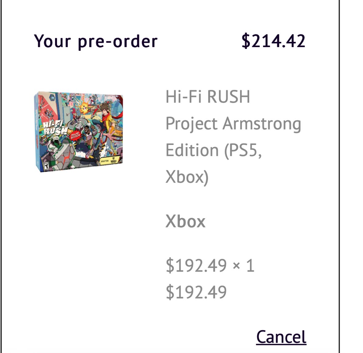 toshizokun0129's tweet photo. Hi-FiRush xboxパッケージ版、Armstrong editionを思い切って予約！ゲーム性もさることながら、キャラデザや音楽も好きだから、サウンドトラックCDやアートブック付くのポイント高い。
届くのは最短で10月以降か〜😓
#xbox
#HiFiRush 
#LimitedRunGames https://t.co/TupSMxvOM1