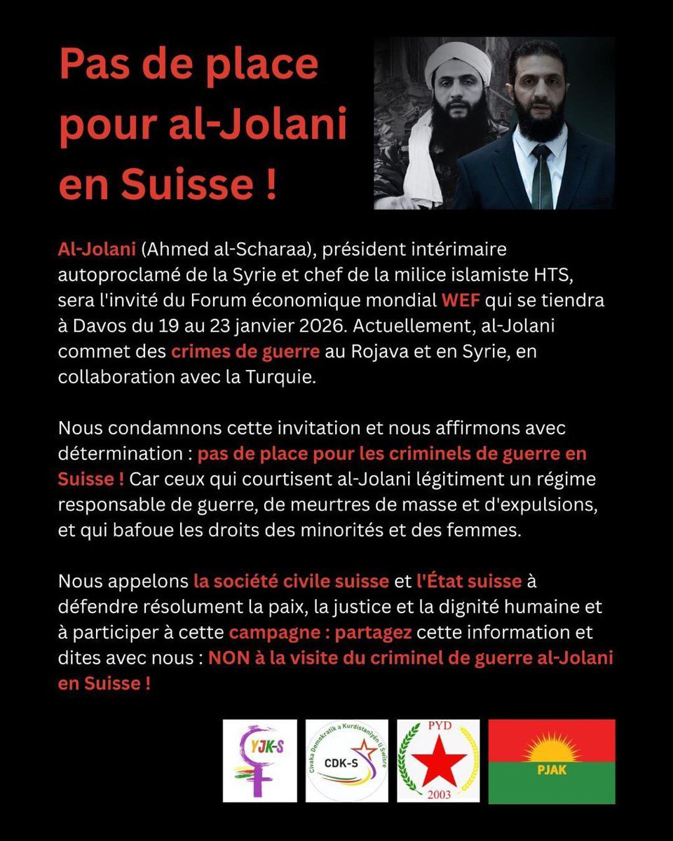 SaraOzgunes's tweet image. #JolaniIsNotWelcome
#nowef
#rojava

@switzerland
@eda_dfae
@parlch