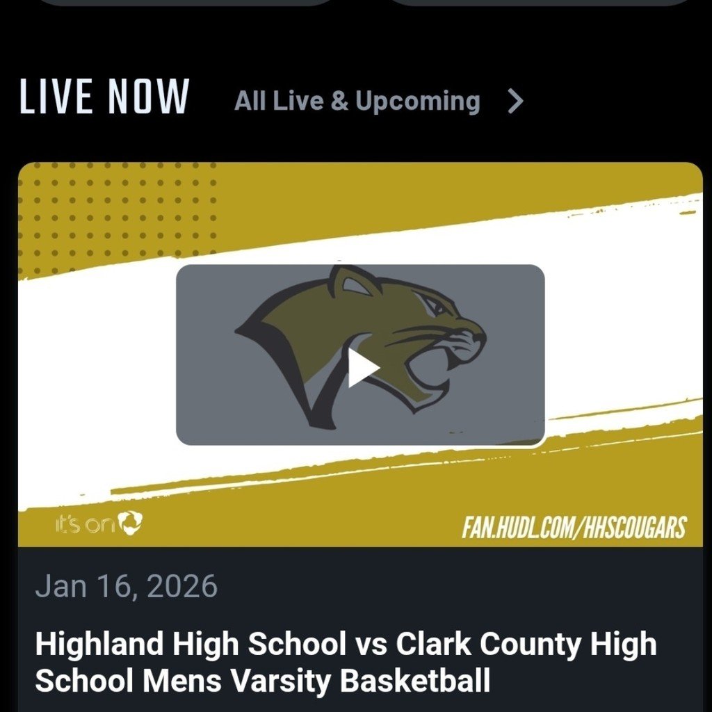 We believe that the Hudl livestream is back up and running🤞🏼 Enjoy &amp; Go Cougars!

#WeAreHighland
#GoCougars