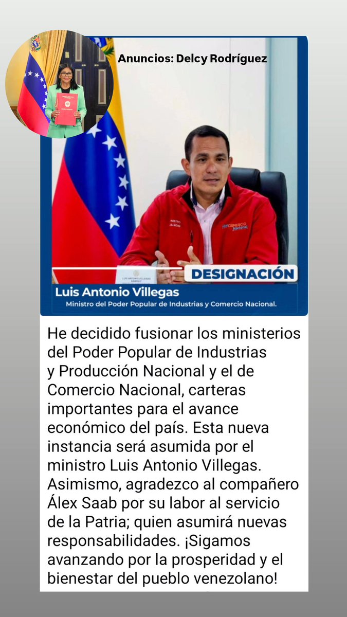 Cambios Gabinete Ministerial

Anuncios de la Presidente Encargada de la República Delcy Rodríguez 

#MPAbogados