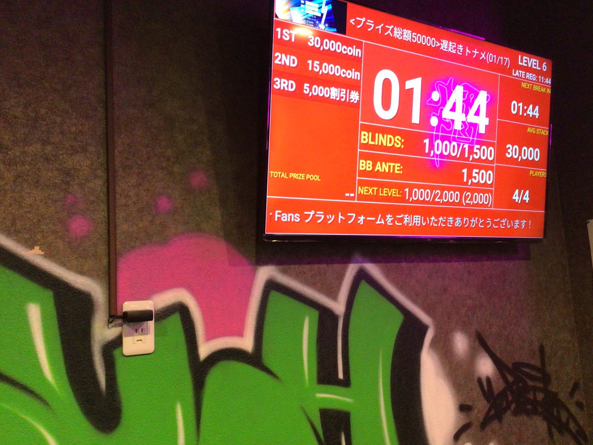 寝坊トナメ4名様でスタートしました！！ レイトレジストまであと約10分！！ 置きバケ可能です！ 公式ラインまたは電話にご連絡ください。  ☎️03-6903-116 ※寝坊トナメ詳細※ Start ▶︎ 9:10 Late ▶︎ 11:00 Entry ▶︎ ¥5,000 /  30,000点 Re Entry ▷¥4,000 / 30,000点 ...